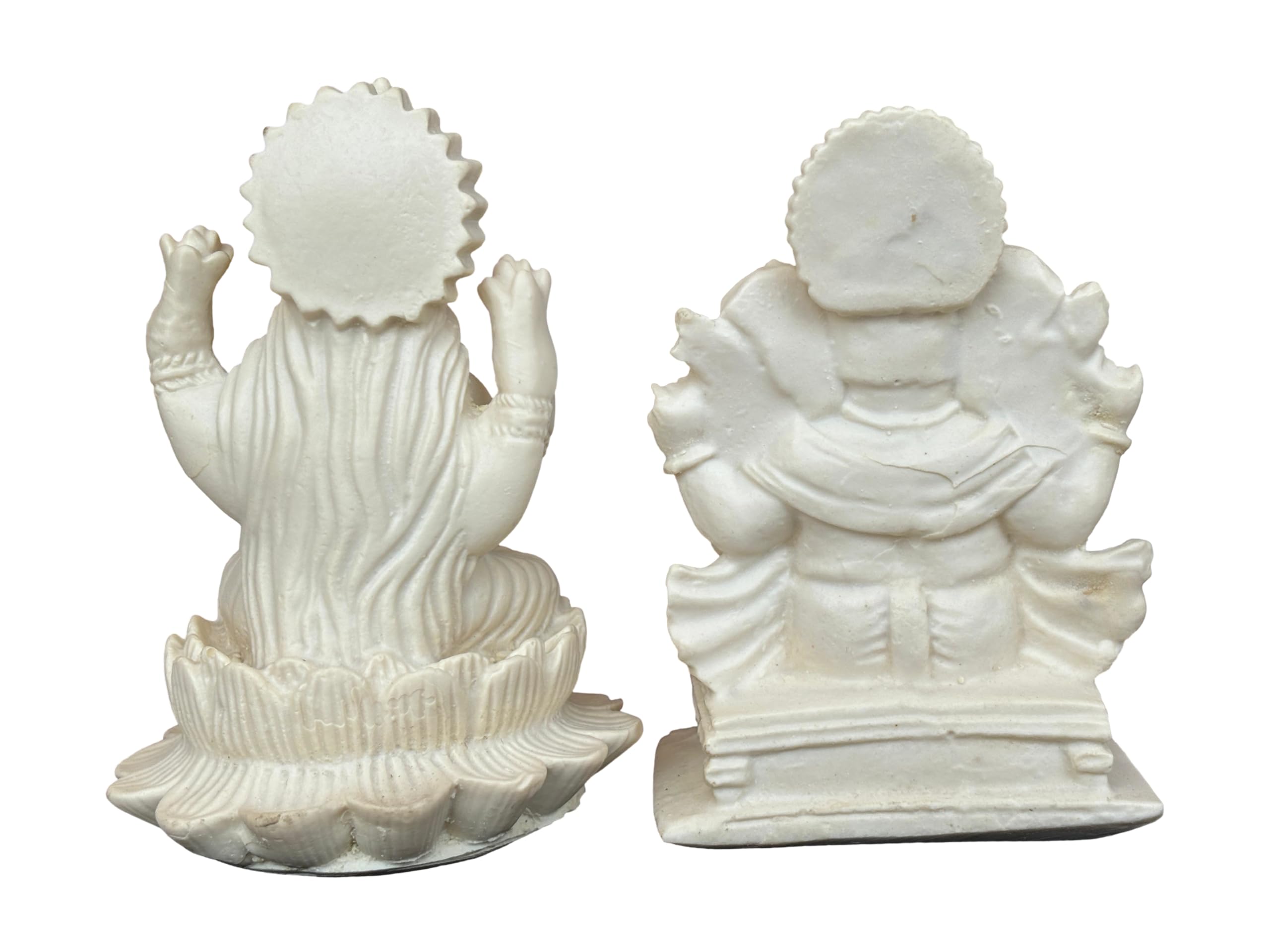 Salvus App Solutions Elegant Marble Dust God Laxmi-Ganesha Statue - Divine Blessings And Auspicious Dcor (White_3X4 Inch)